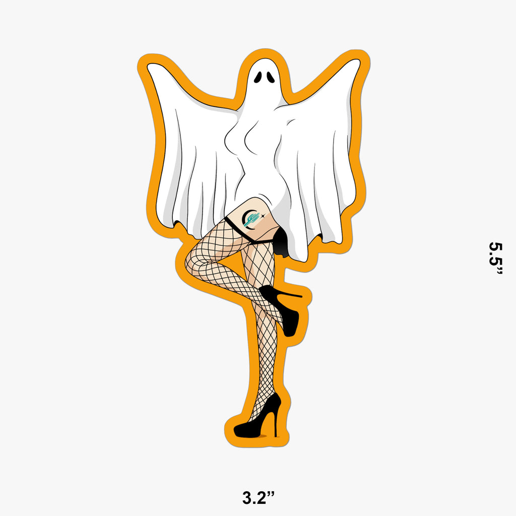 Spooky Pinup Ghost Babe Sticker